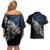 Maori Matariki Couples Matching Off Shoulder Short Dress and Hawaiian Shirt Landscape Styled Fern - Galaxy