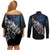 Maori Matariki Couples Matching Off Shoulder Short Dress and Long Sleeve Button Shirt Landscape Styled Fern - Galaxy