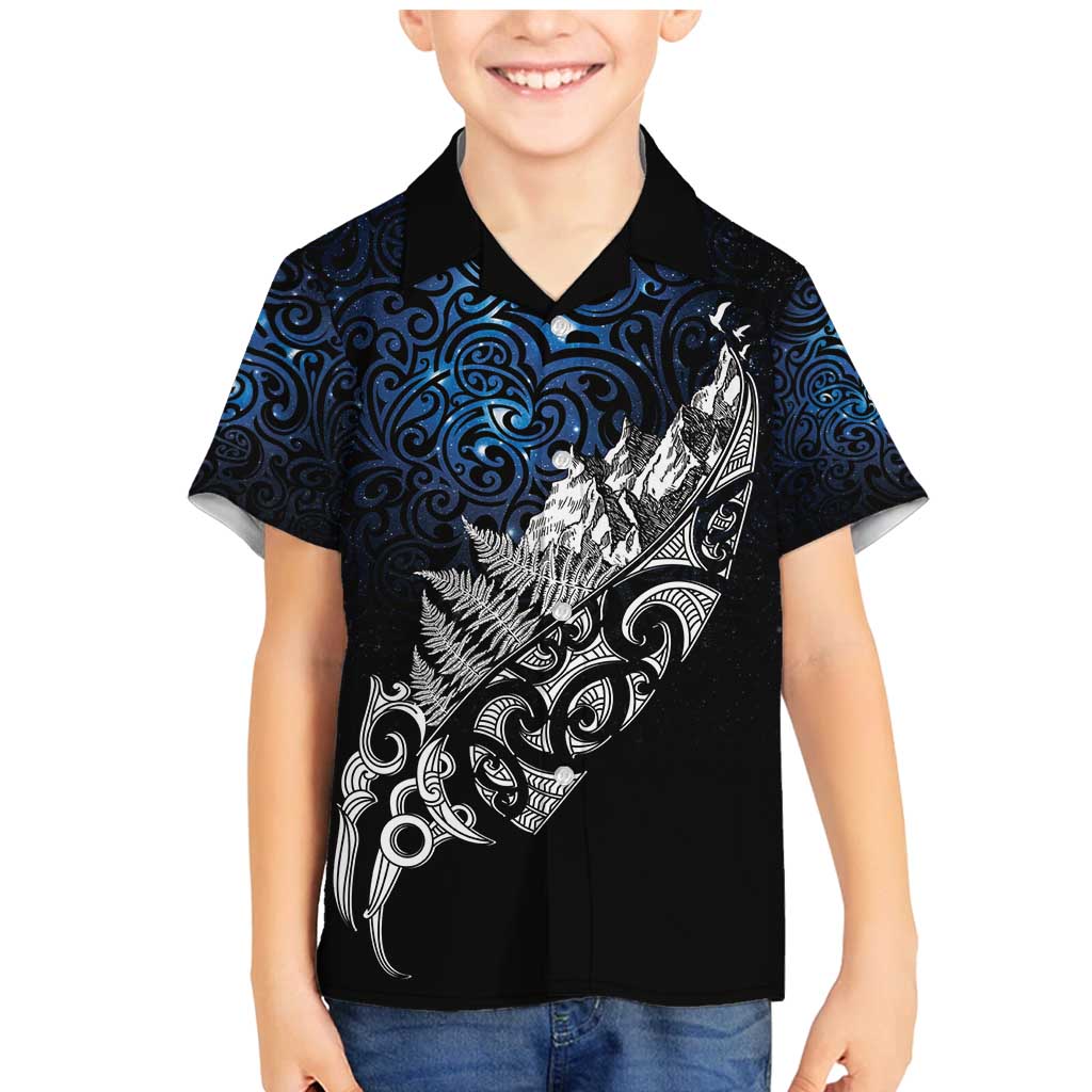 Maori Matariki Family Matching Mermaid Dress and Hawaiian Shirt Landscape Styled Fern - Galaxy