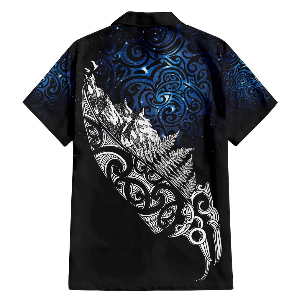 Maori Matariki Family Matching Puletasi and Hawaiian Shirt Landscape Styled Fern - Galaxy