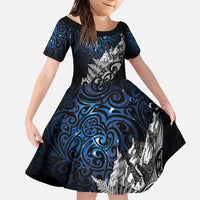 Maori Matariki Family Matching Tank Maxi Dress and Hawaiian Shirt Landscape Styled Fern - Galaxy