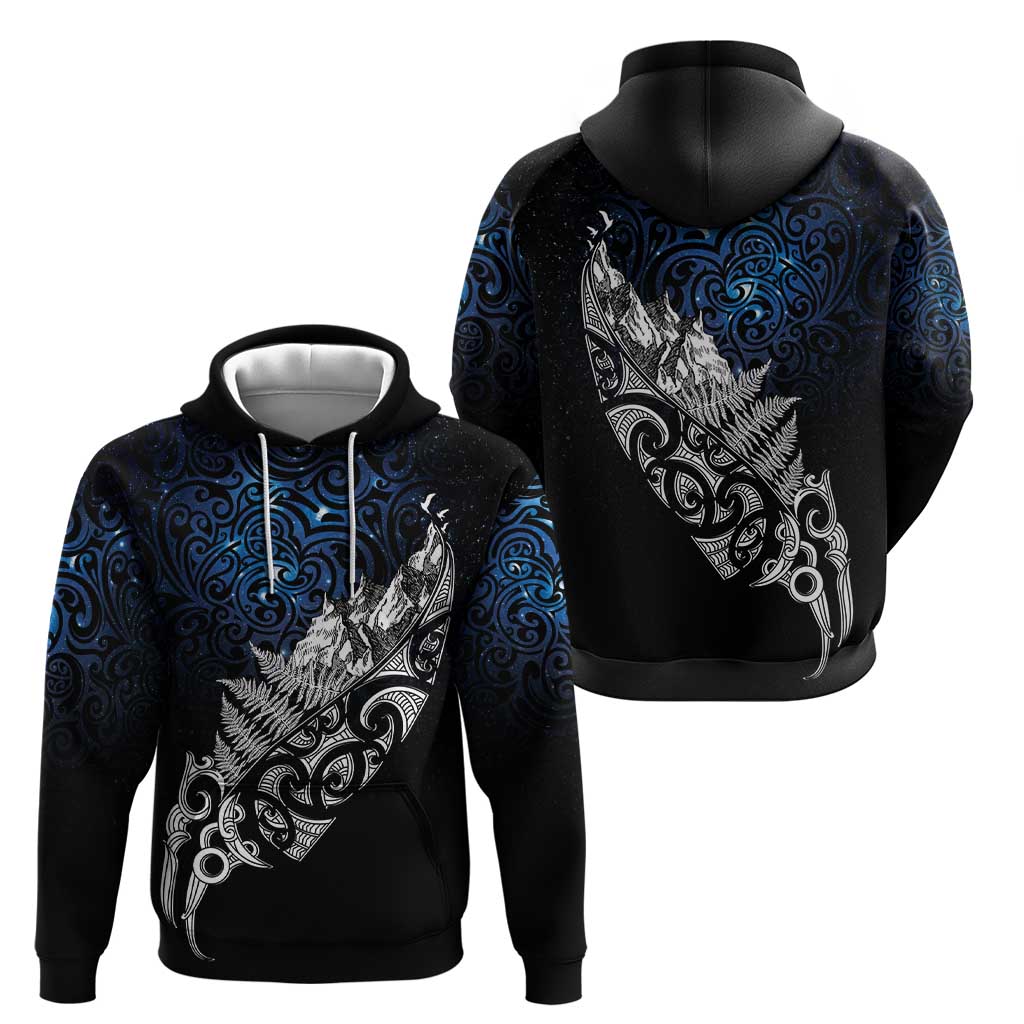 Maori Matariki Hoodie Landscape Styled Fern - Galaxy