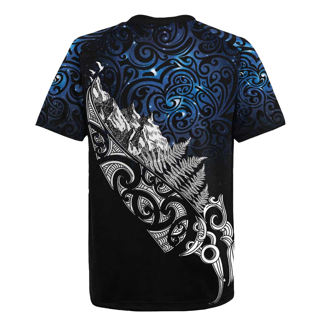 Maori Matariki Rugby Jersey Landscape Styled Fern - Galaxy