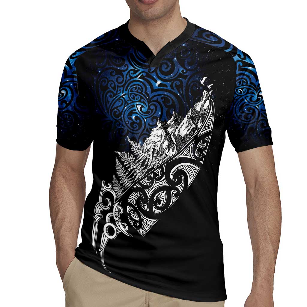Maori Matariki Rugby Jersey Landscape Styled Fern - Galaxy