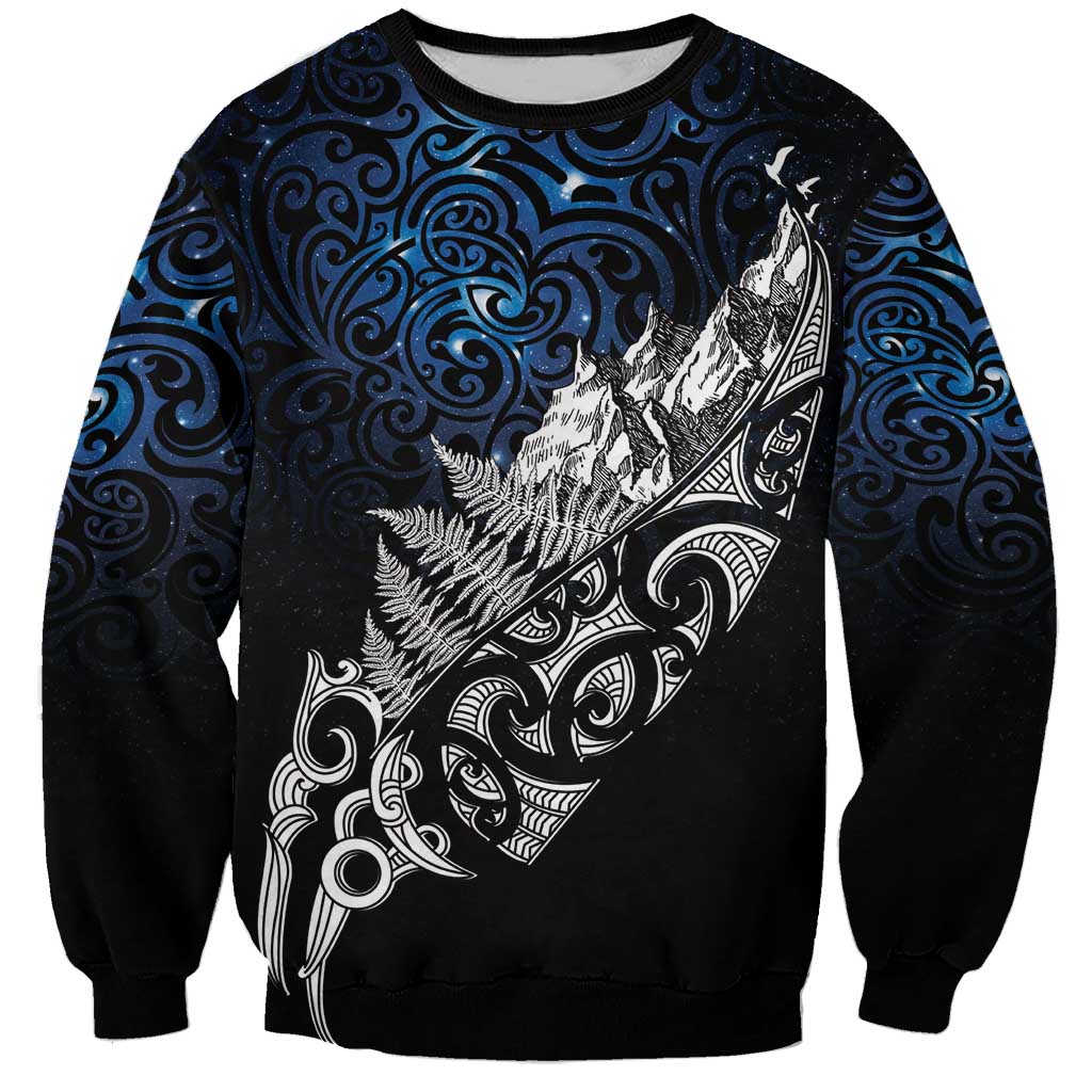 Maori Matariki Sweatshirt Landscape Styled Fern - Galaxy