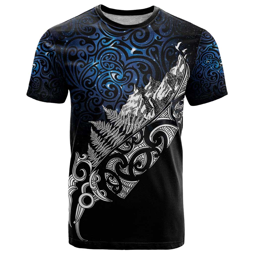 Maori Matariki T Shirt Landscape Styled Fern - Galaxy