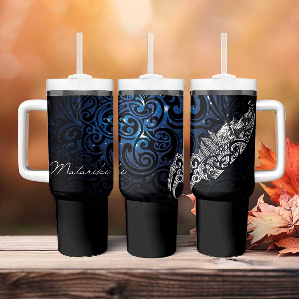 Maori Matariki Tumbler With Handle Landscape Styled Fern - Galaxy