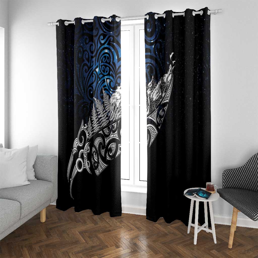 Maori Matariki Window Curtain Landscape Styled Fern - Galaxy