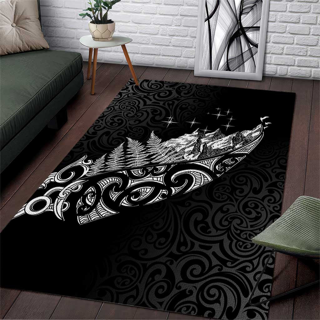 Maori Matariki Area Rug Landscape Styled Fern - Monochrome