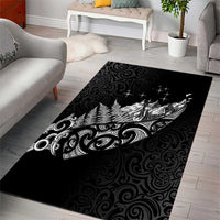 Maori Matariki Area Rug Landscape Styled Fern - Monochrome