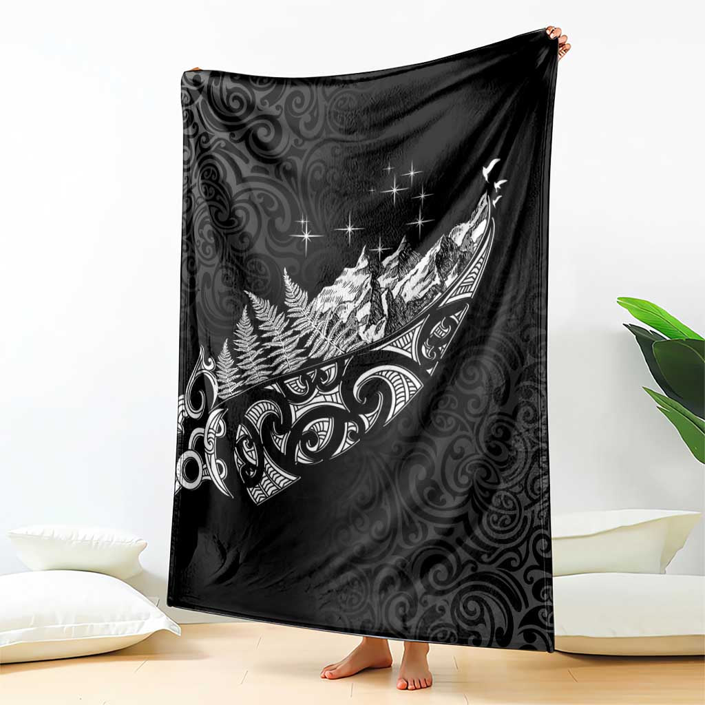 Maori Matariki Blanket Landscape Styled Fern - Monochrome