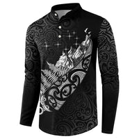 Maori Matariki Button Sweatshirt Landscape Styled Fern - Monochrome