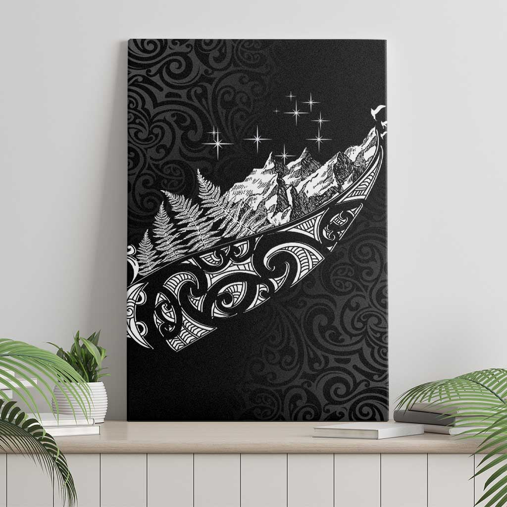 Maori Matariki Canvas Wall Art Landscape Styled Fern - Monochrome