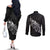 Maori Matariki Couples Matching Off The Shoulder Long Sleeve Dress and Long Sleeve Button Shirt Landscape Styled Fern - Monochrome