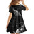 Maori Matariki Family Matching Off Shoulder Short Dress and Hawaiian Shirt Landscape Styled Fern - Monochrome