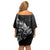 Maori Matariki Family Matching Off Shoulder Short Dress and Hawaiian Shirt Landscape Styled Fern - Monochrome
