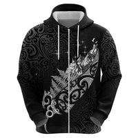 Maori Matariki Hoodie Landscape Styled Fern - Monochrome