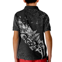 Maori Matariki Kid Polo Shirt Landscape Styled Fern - Monochrome LT7 - Polynesian Pride