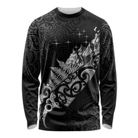 Maori Matariki Long Sleeve Shirt Landscape Styled Fern - Monochrome