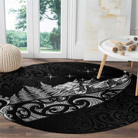 Maori Matariki Round Carpet Landscape Styled Fern - Monochrome