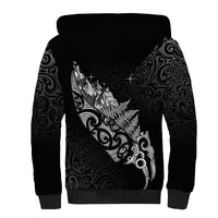 Maori Matariki Sherpa Hoodie Landscape Styled Fern - Monochrome