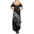 Maori Matariki Summer Maxi Dress Landscape Styled Fern - Monochrome