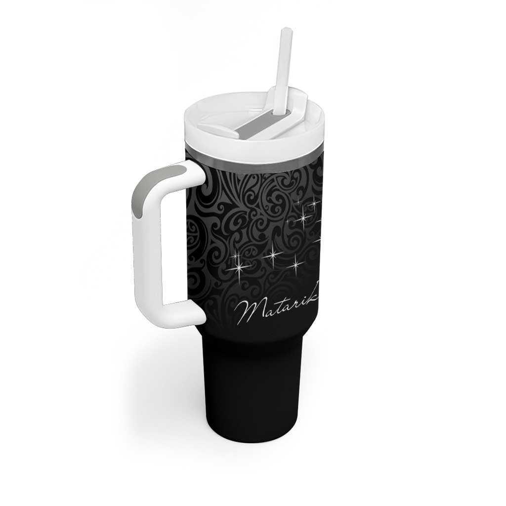 Maori Matariki Tumbler With Handle Landscape Styled Fern - Monochrome