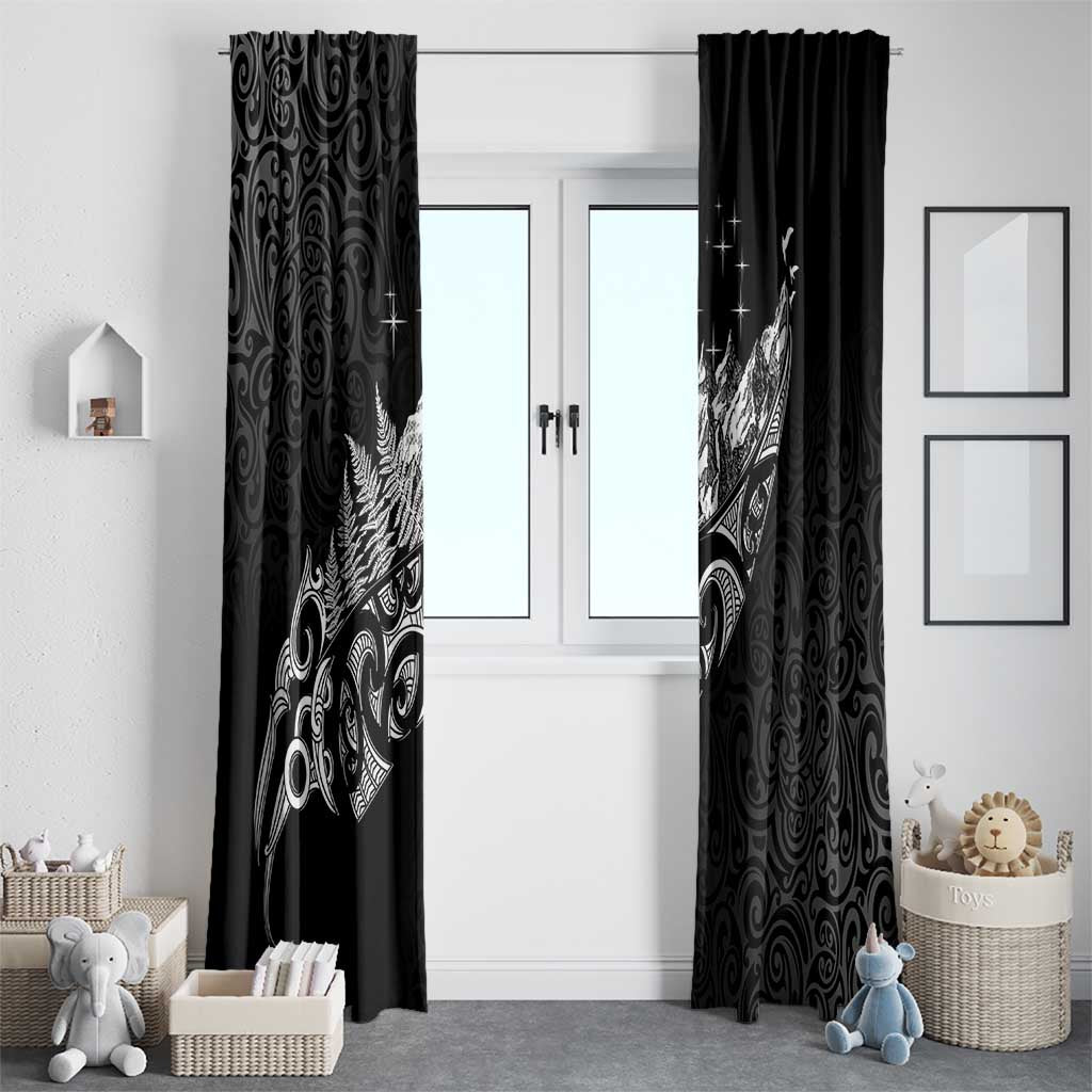 Maori Matariki Window Curtain Landscape Styled Fern - Monochrome