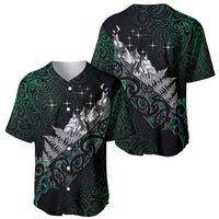 Maori Matariki Baseball Jersey Landscape Styled Fern - Paua Shell