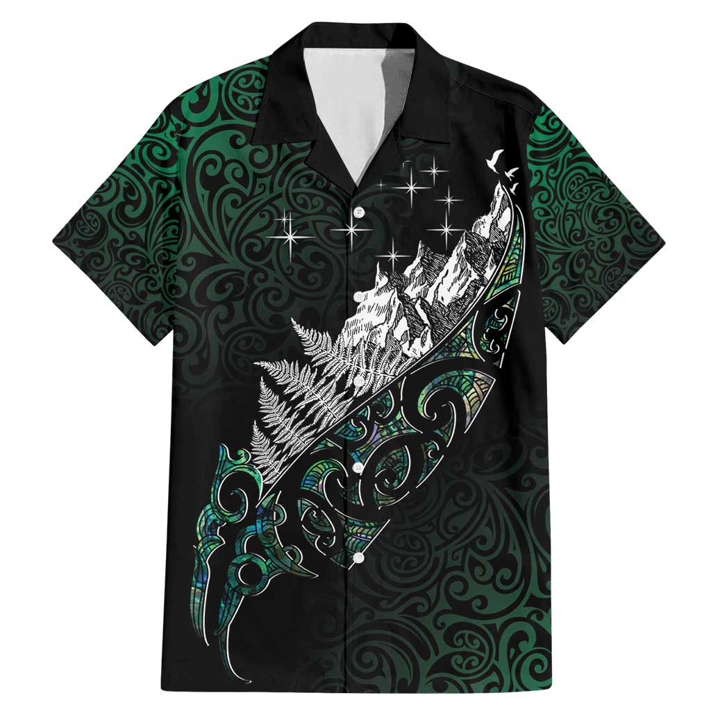 Maori Matariki Family Matching Mermaid Dress and Hawaiian Shirt Landscape Styled Fern - Paua Shell