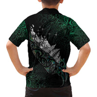 Maori Matariki Family Matching Off The Shoulder Long Sleeve Dress and Hawaiian Shirt Landscape Styled Fern - Paua Shell