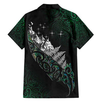 Maori Matariki Family Matching Off Shoulder Maxi Dress and Hawaiian Shirt Landscape Styled Fern - Paua Shell