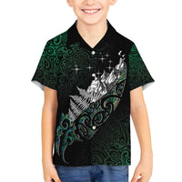 Maori Matariki Family Matching Puletasi and Hawaiian Shirt Landscape Styled Fern - Paua Shell