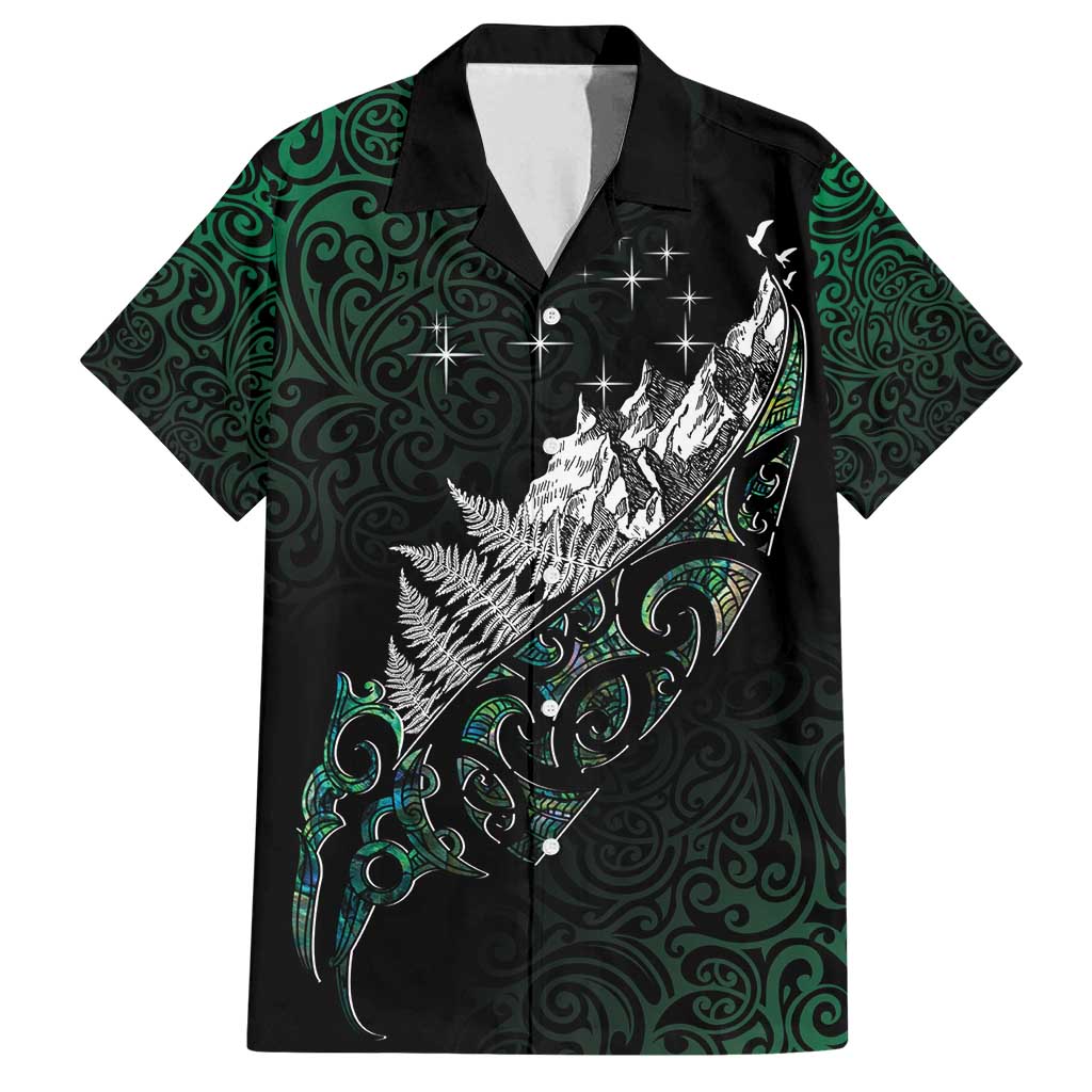 Maori Matariki Family Matching Summer Maxi Dress and Hawaiian Shirt Landscape Styled Fern - Paua Shell