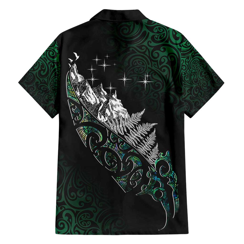 Maori Matariki Family Matching Summer Maxi Dress and Hawaiian Shirt Landscape Styled Fern - Paua Shell