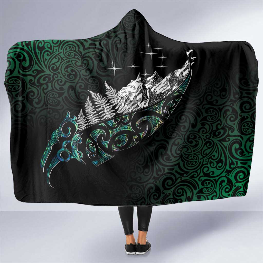 Maori Matariki Hooded Blanket Landscape Styled Fern - Paua Shell
