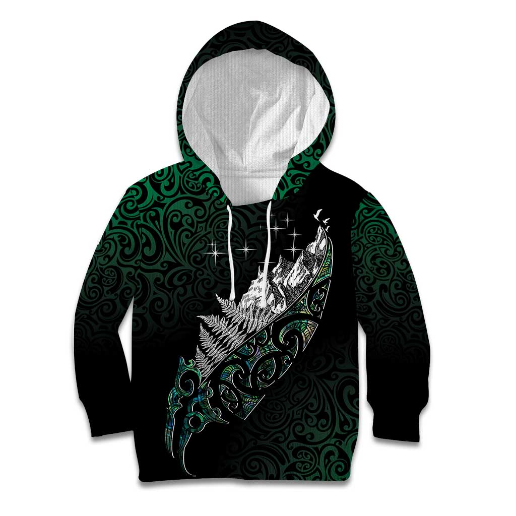 Maori Matariki Kid Hoodie Landscape Styled Fern - Paua Shell