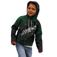 Maori Matariki Kid Hoodie Landscape Styled Fern - Paua Shell