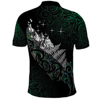 Maori Matariki Polo Shirt Landscape Styled Fern - Paua Shell