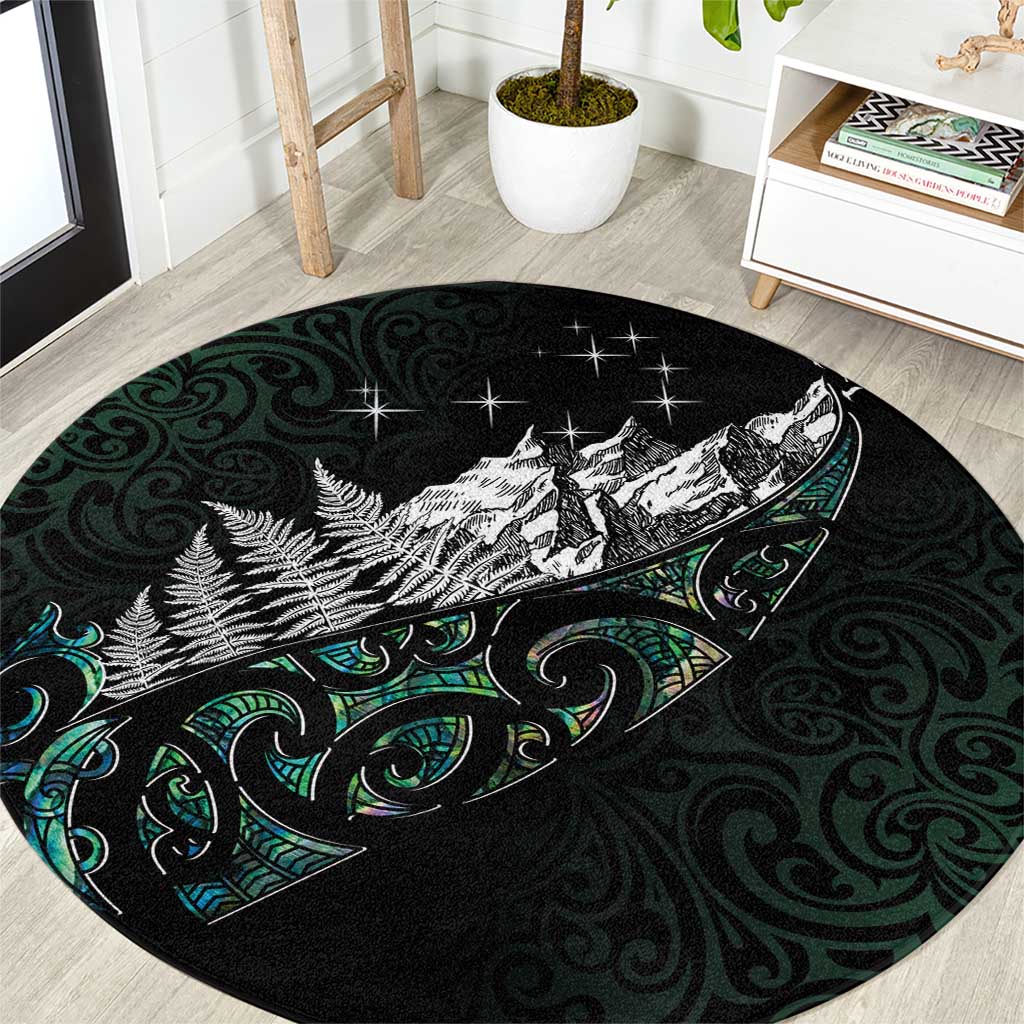 Maori Matariki Round Carpet Landscape Styled Fern - Paua Shell