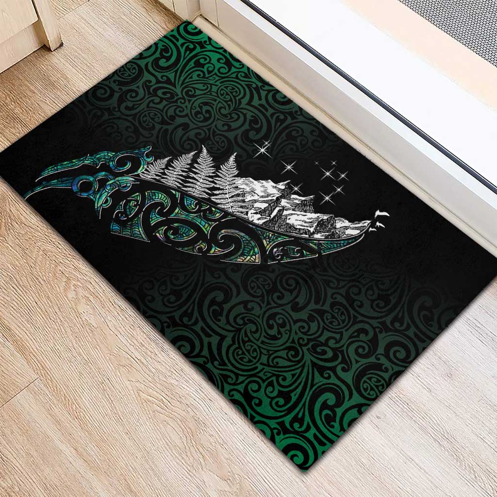 Maori Matariki Rubber Doormat Landscape Styled Fern - Paua Shell