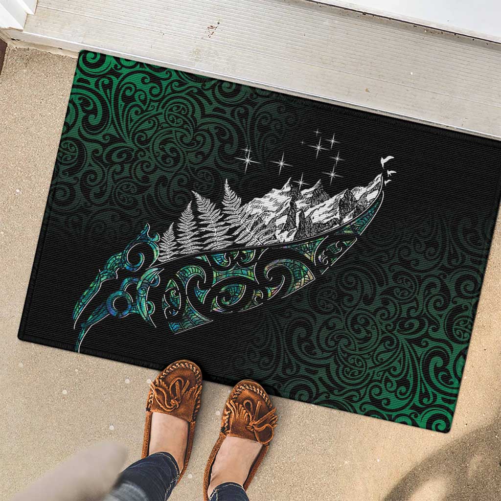 Maori Matariki Rubber Doormat Landscape Styled Fern - Paua Shell
