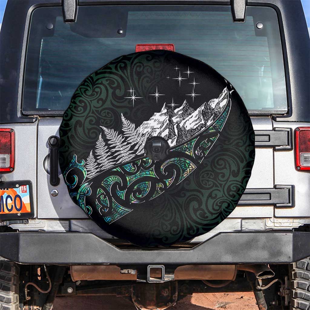 Maori Matariki Spare Tire Cover Landscape Styled Fern - Paua Shell