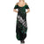 Maori Matariki Summer Maxi Dress Landscape Styled Fern - Paua Shell