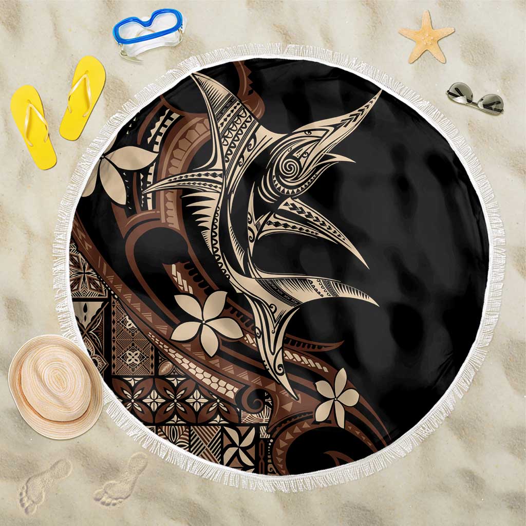 Samoa Manuia le Aso Tuto'atasi Beach Blanket Siapo Mamanu Mix Tatau Marlin LT7 One Size 150cm Black - Polynesian Pride