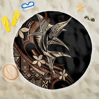 Samoa Manuia le Aso Tuto'atasi Beach Blanket Siapo Mamanu Mix Tatau Marlin LT7 One Size 150cm Black - Polynesian Pride