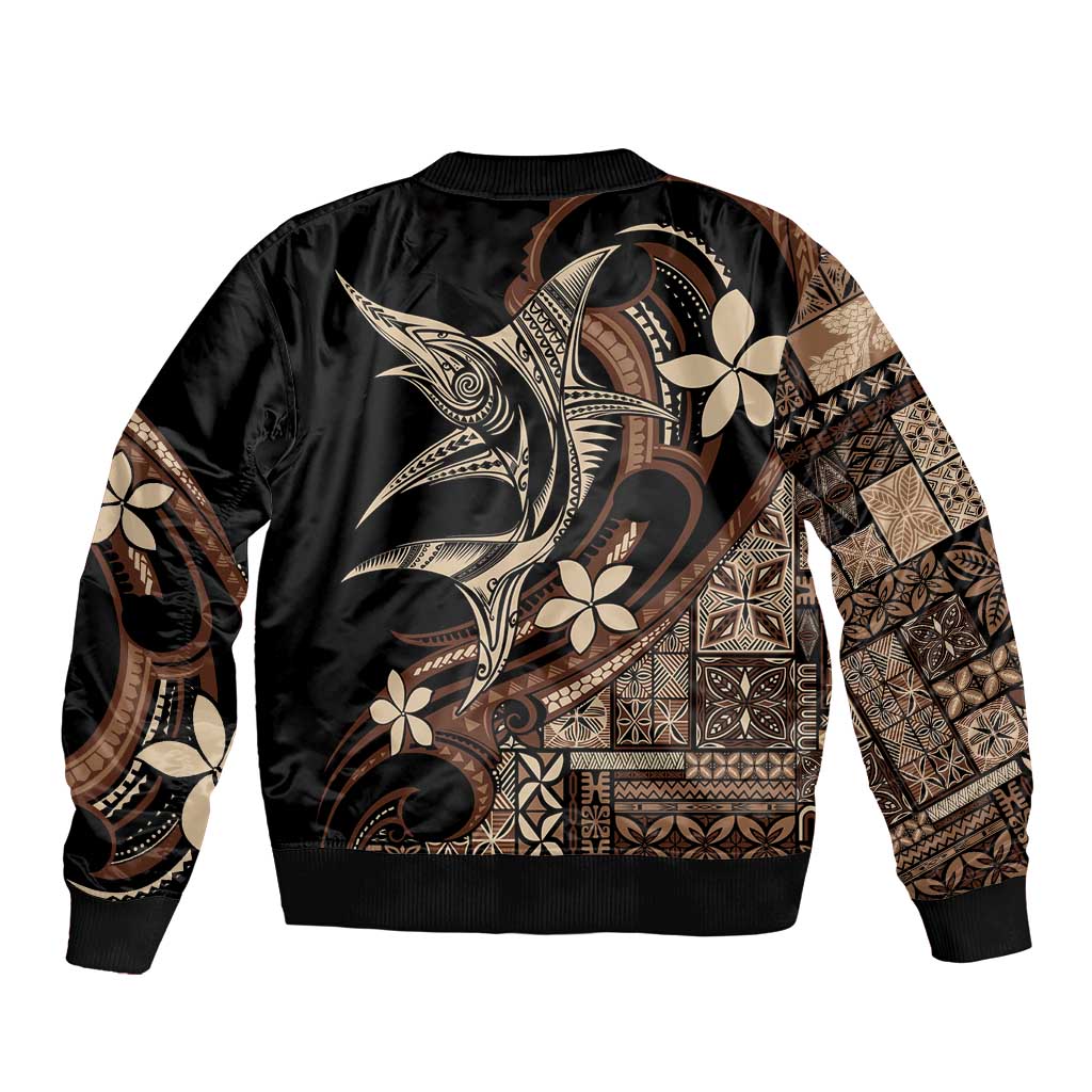 Samoa Manuia le Aso Tuto'atasi Bomber Jacket Siapo Mamanu Mix Tatau Marlin LT7 - Polynesian Pride