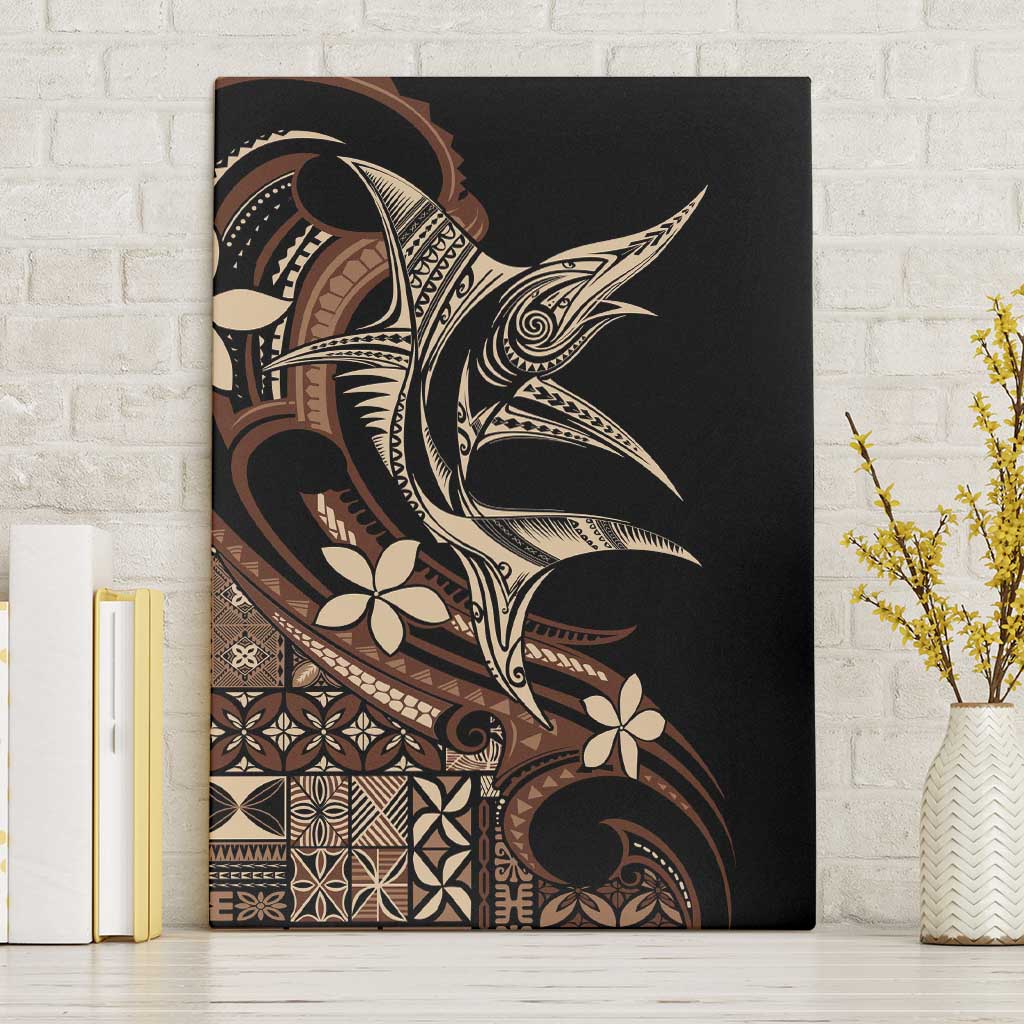 Samoa Manuia le Aso Tuto'atasi Canvas Wall Art Siapo Mamanu Mix Tatau Marlin LT7 Without Frame Black - Polynesian Pride