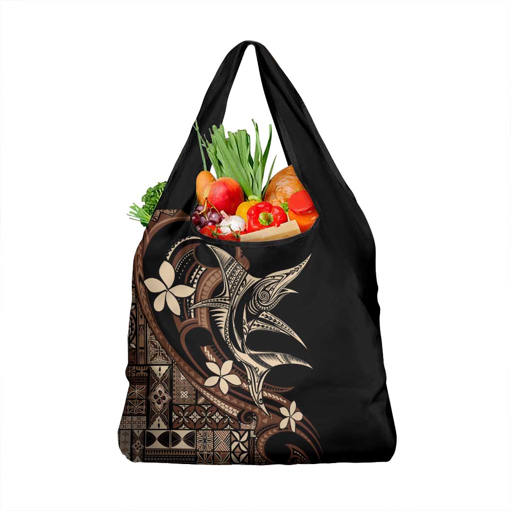 Samoa Manuia le Aso Tuto'atasi Grocery Bag Siapo Mamanu Mix Tatau Marlin LT7 1-pack One Size Black - Polynesian Pride