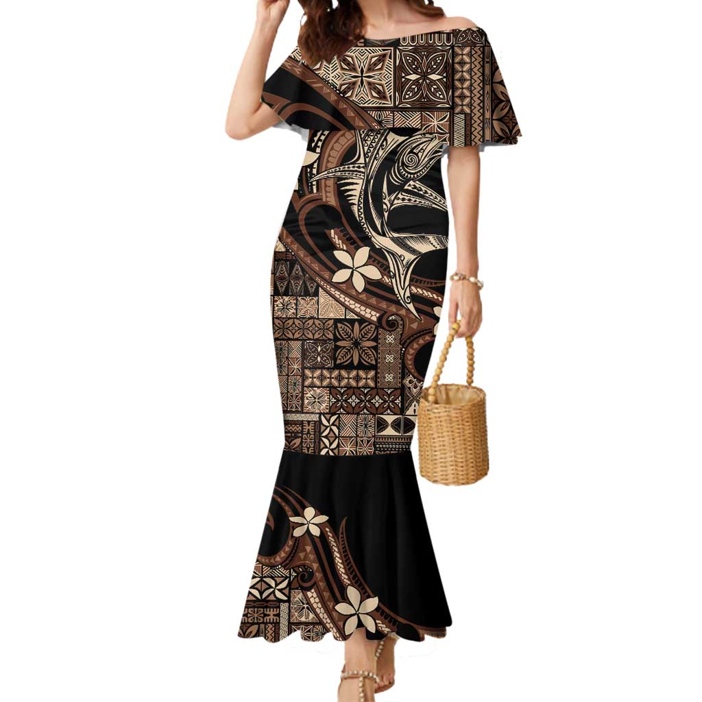 Samoa Manuia le Aso Tuto'atasi Mermaid Dress Siapo Mamanu Mix Tatau Marlin